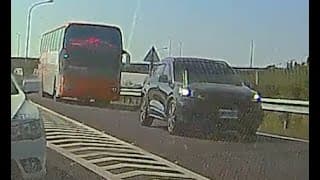 【車禍影片】遊覽車駕駛沒在看路（2023.01.26 台南市下營區84轉國1交流道口
